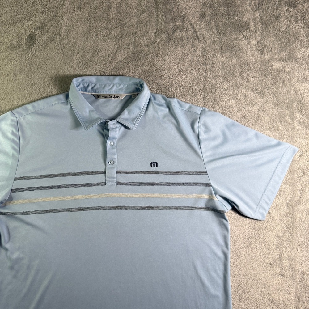 Travis Mathew Golf Polo Shirt Striped Athletic Casual XL
